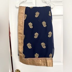 Navy and Gold Saree